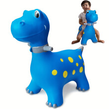 (Blue Dinosaur) Durable Inflatable Dinosaur Hopper Toy | Bouncy Ride-On Animal Toy For Youngsters 18 Months-4 Years, Blue, With Yellow Spots