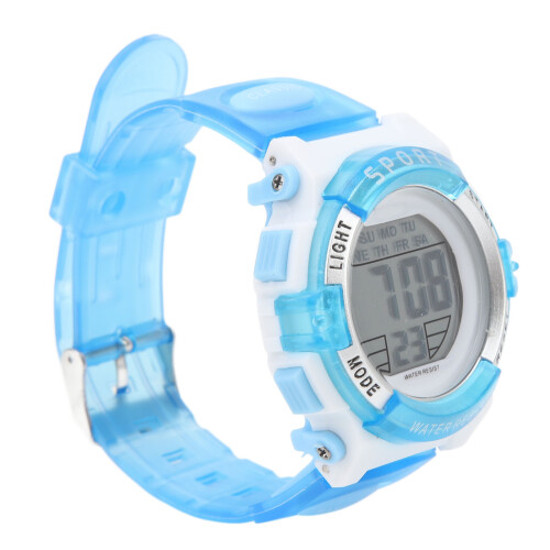 Digital Chronograph Watch Girls Blue PU Strap WR50M 2