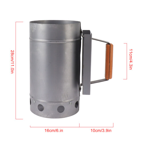 Compact 28x16cm Wood Handle Grill Chimney Starter 1
