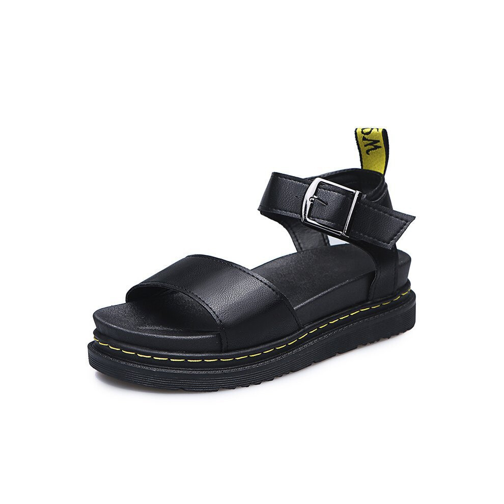 (black, 43) Womens Flatform Summer Ankle Strap Sandals Chunky Breathable
