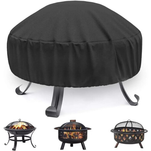 Round Patio Fire Pit Cover Full Cover Fireplace with Adjustable Straps for BBQ Fire Pit, Multiple Sizes (75x30cm) 1