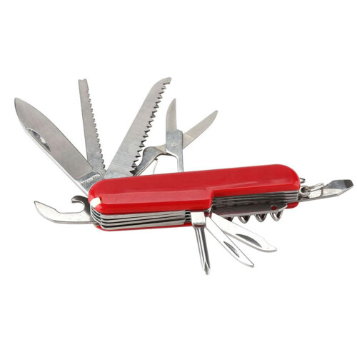 1 x 11function pocket knife, multitool, pocket knife, small, corkscrew, can opener (red)