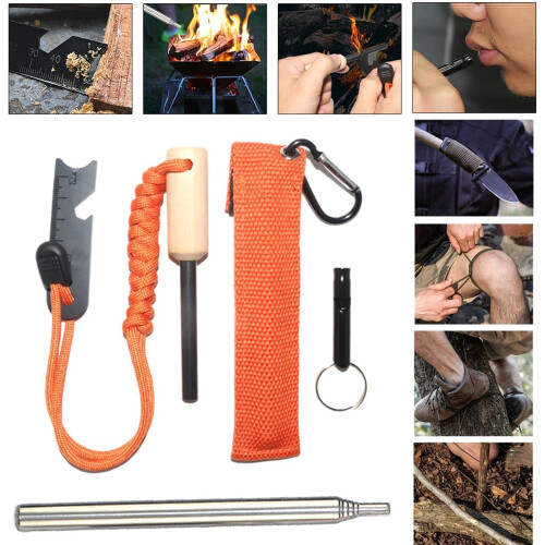 Survival Tool for Fire Starter, Camping Tool Set, Survival Kit with 5 Key Rings, Multifunctional Survival Kit, Survival Tools 2
