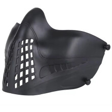 ABS Half Face Mask for Outdoor Sports Theme Party Mask with Tactical Helmet (MA38BK)