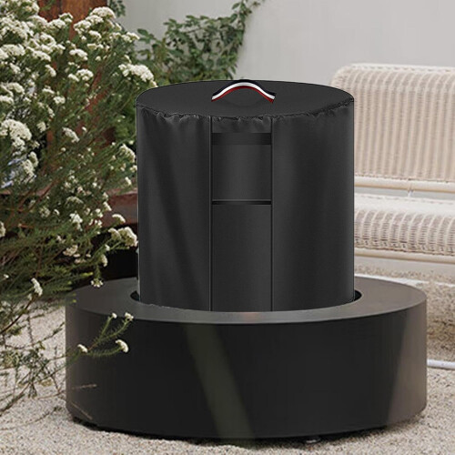 round fire pit cover with handle, adjustable fit, polyester cover 24 X 27' 1