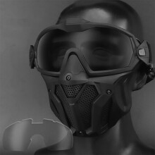 Mask With Integrated Micro Ventilator, Breathable T Full Face Mask Suitable for Helmet(MA126BK)