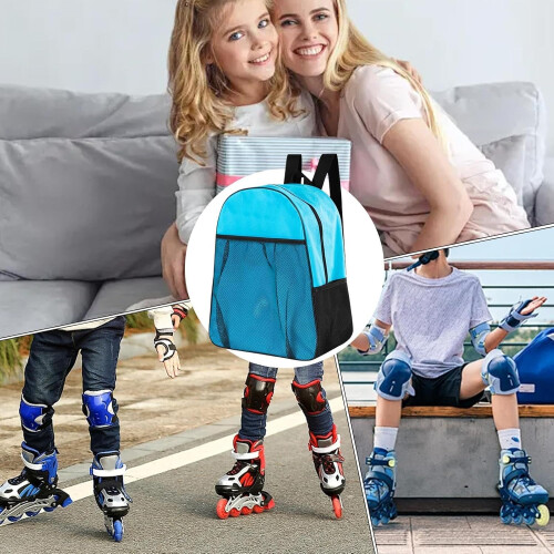 Ice Skate Storage Backpack  Skate Bag for Outdoor Training Kids Blue 2