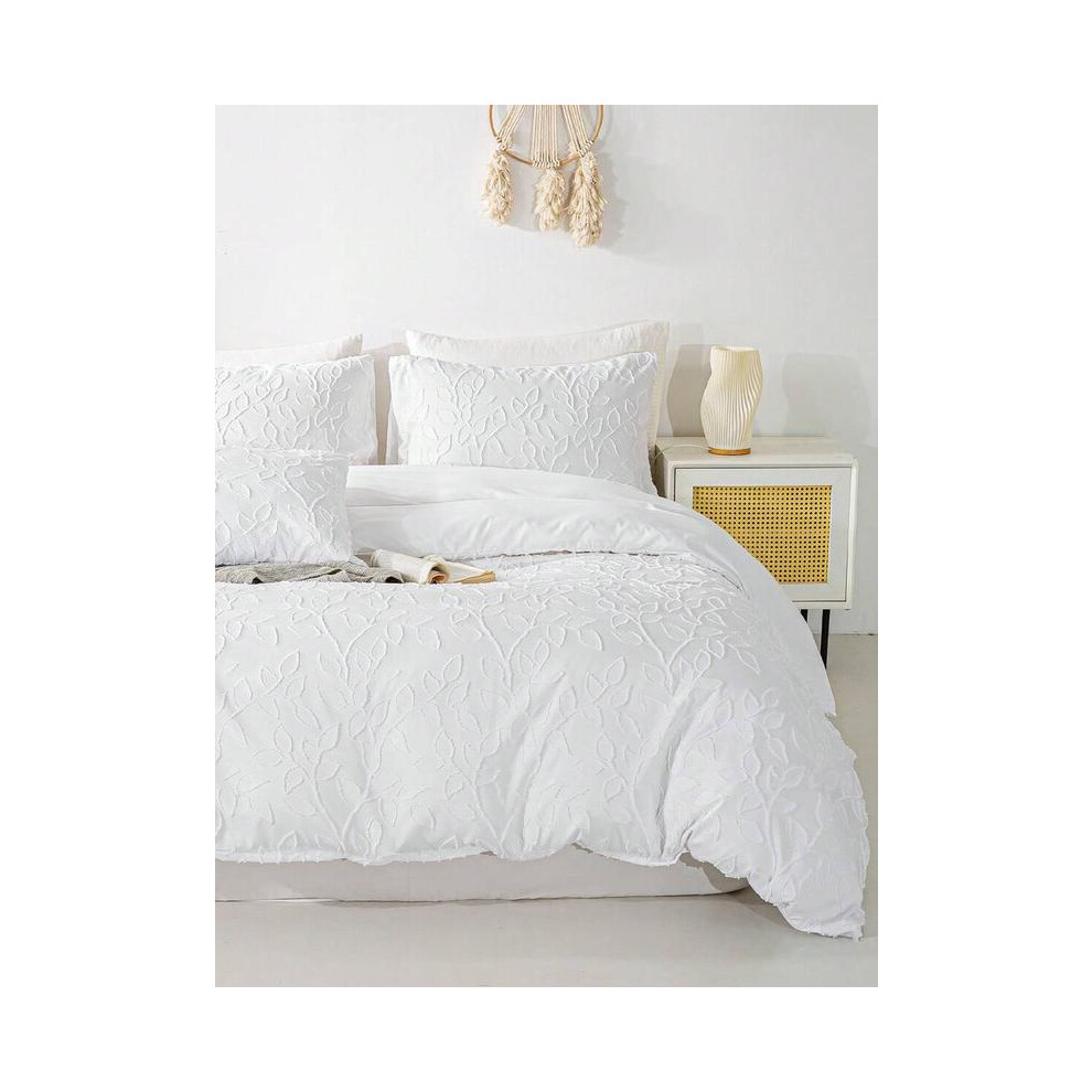 (White 3, 230*220) 3pcs Cozy Tufted Microfiber Duvet Covers Sets(1 Duvet Cover & 2 Pillowcase)Lightweight Breathable  Cover All Seasons Bedding SetÂ  -image-OPC-PJ29V6P-NEW