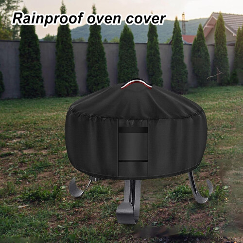 Round Fire Pit Cover  Oxford Cloth Stove Protector black D36xH34inch 1