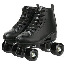 Classic Roller Skates High Top Double Row Leather Roller Skates for Men and Women 27 Black flash wheel.