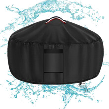 Round Fire Pit Cover Oxford Cloth Stove Protector black D36xH34inch