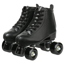 Classic Roller Skates HighTop DoubleRow Leather Roller Skates for Women and Men black 42Men:8Women:9.5