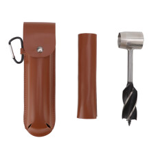 Bushcraft Equipment, Auger Drill Bit with Leather Bag, Hand Drill for Outdoor