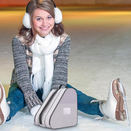 Ice Skate Bag  PVC Roller Storage with Shoulder Strap, Adjustable, Purple 2
