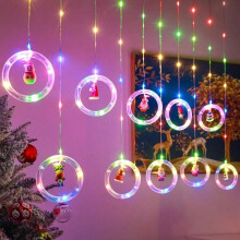 (?Wishing Ring?Leather cord remote control color, Plug-in model) Christmas decorative light string star light string room curtain light atmosphere LED colored light flashing Christmas tree icicle light
