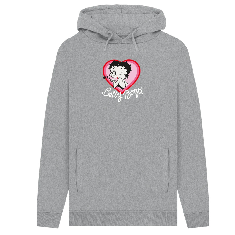 Betty Boop Women's Grey (L, Heather ) Unisex Adult Blow A Kiss Hoodie
