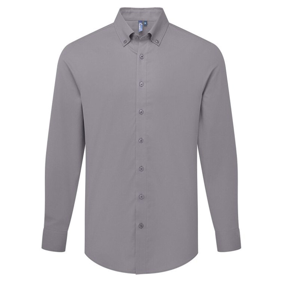 Premier Men's Grey (S, Steel ) Supreme Oxford Long-Sleeved Shirt