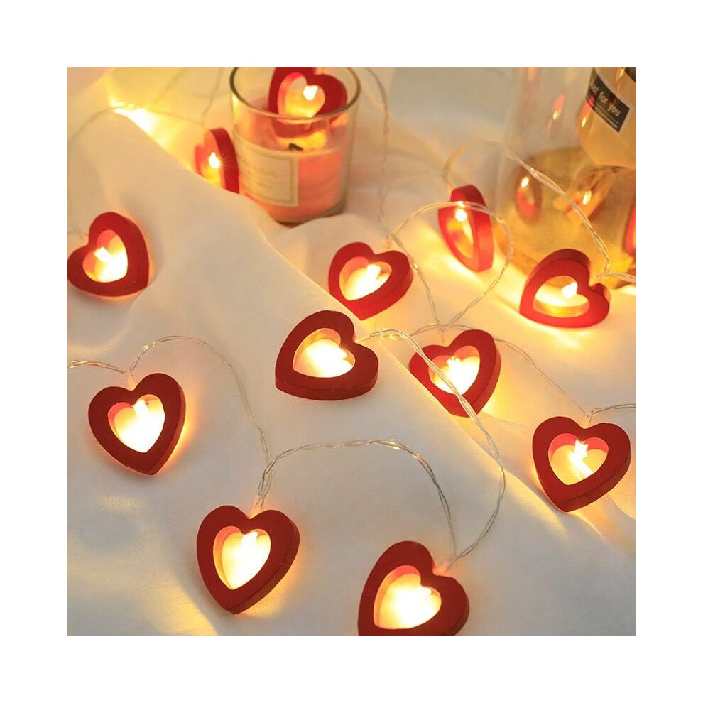 (?USB model?3 meters 20 lights, Red love heart) New wooden heart shape LED light Valentine's Day confession trunk layout wedding room wedding decorati-image-OPC-PJ2BGBW-NEW
