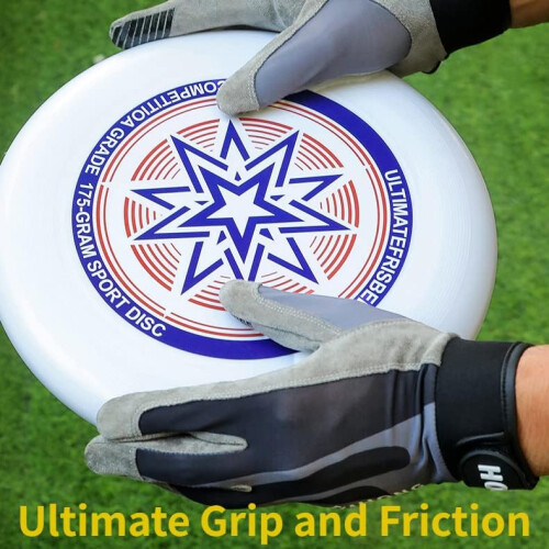 Frisbee Gloves Full Finger Ultimate Grip Outdoor Training Comfortable Breathable M Grey 1
