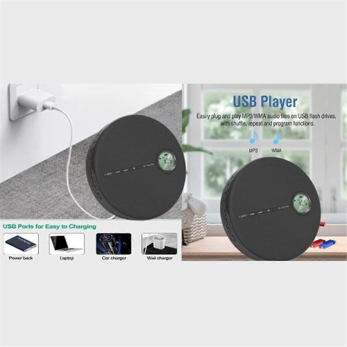 Rechargeable Bluetooth CD Player, Music CD Disc Player for Car Black 2