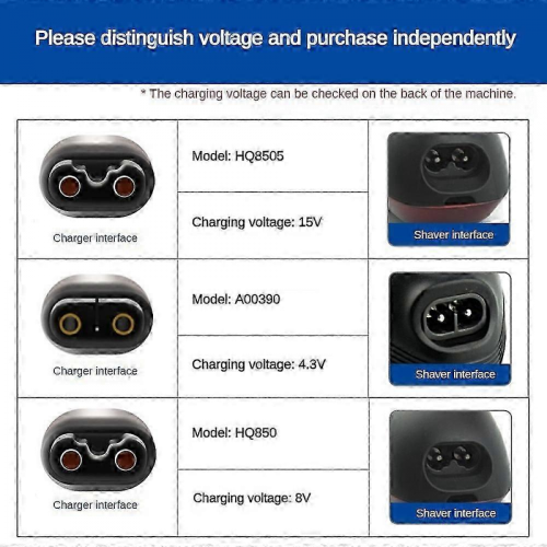 Συμβατό με τον φορτιστή ξυριστικής μηχανής Philips HQ8505 15V, αντικατάστασης με 2