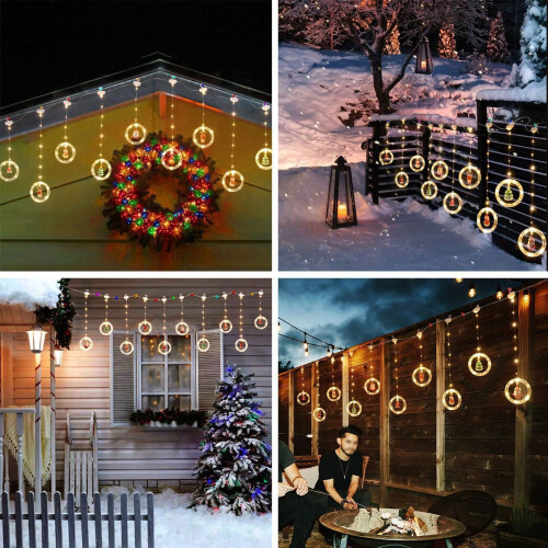 (?Wishing Ring?Leather remote control warm white, USB eight functions) Christmas decorative light string star light string room curtain light atmosphere LED colored light flashing Christmas tree icicle light 2