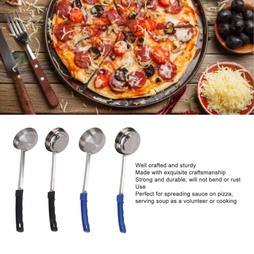 Blue 8oz Sauce Spoon Stainless Steel Multipurpose Drain 2