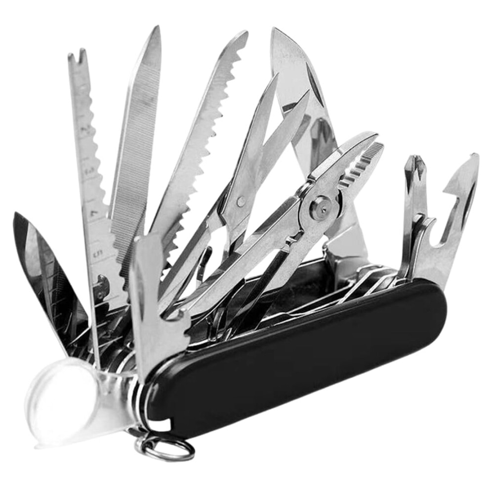 Mini Keychain Knife, Multifunction Pocket Knife, 17 Functions (Black) Black