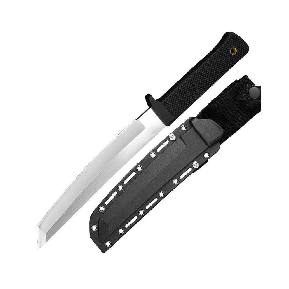 Outdoor Knife With Fixed Blade Kydex Sheath For Camping, Hiking And Fishing (B) Black
