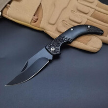 Engraved Pocket Knife, Folding Knife with Horn Handle, Small Outdoor Tool for Outdoor Camping and Daily Use (B)