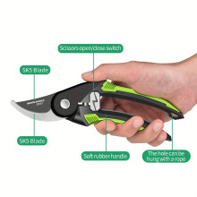 (Silvery Blade) Heavy-Duty SK5 Steel Branch Pruning Shears - Non-Slip Grip & Thickened Blades,Garden Clippers,Ergonomic Des
