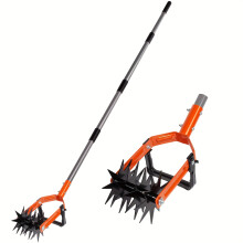 (73in/185.4cm) 2-in-1 Stainless Steel Adjustable Garden Hand Tiller & Weeder - Unique Star-Shaped Head - Ergonomic Handle