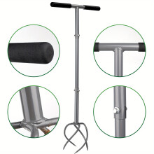 (39.3in/99.82cm×17.5in/44.45cm, Steel) Long Handle Steel Twist Tiller Manual Hand Garden Claw Cultivator With Removable Big Claw, Lawn Aerator