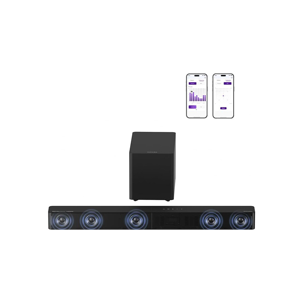 Ultimea 5.1Ch Surround Sound Bar With Subwoofer, Dolby Atmos, Voicemx, Bassmx, App, 340W Soundbar For Smart Tv