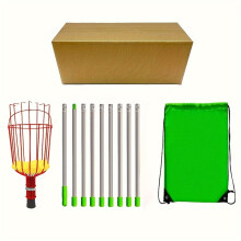 (3.6 Meters/11.8 Feet Fruit Picker (9-section Rod)) Stainless Steel Fruit Picker - Portable, Detachable Long Pole for High-Altitude Harvesting, Ideal for Home Use