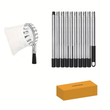(3.35meter) 3.35meter Adjustable Fruit Picker Pole with Basket, Lightweight Stainless Steel Telescoping Tool - Large Non-Woven Catcher Basket