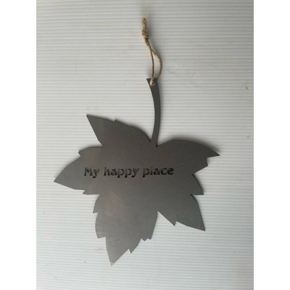 Falling Leaves My Happy Place Garden Wall Art - W20.3 x H25.4 cm - Black-image-OPC-PJ2CGTY-NEW