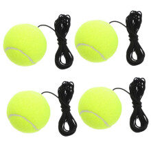 Pack of 4 Elastic Tennis Training Ball with Rope for Beginners Light Green