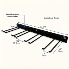 (Black) Wall-Mounted Metal Garden Tool Organizer Rack - Durable Hanging Storage, Easy Installation, No Electricity Required