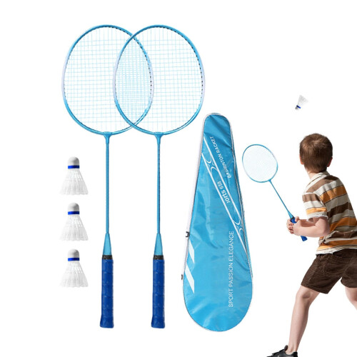 Badminton Set for Adults, ShockAbsorbing Racket, Blue Bat  Bag  3 Balls