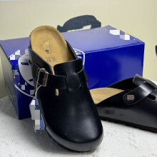 (Half a pack of black skin, 35) Boston Men Taupe Suede Leather Soft Footbed Regular Wide Shoe