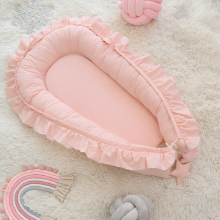 (Pink) Newborn Baby Pod Nest Ruffle Cocoon Bed Sleep Cushion Sleeping Mat
