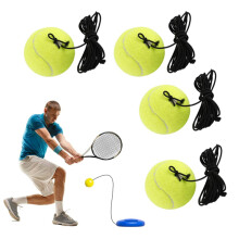 Tennis Training Ball 4pcs Yellow Tennis Rebound Ball with Cord for Beginners Single Player Training Equipment Summer Outdoor Sports Accessories