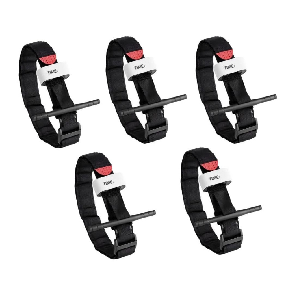 Black Tourniquets, Fastest, Safest Hemostatic Control, Onehanded Quick Release, (5Pcs)