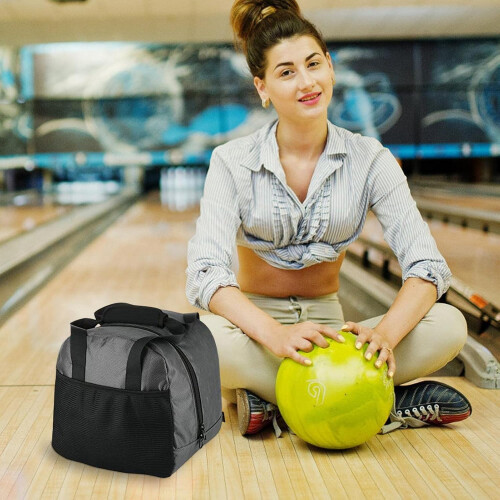Single Ball Bowling Bag  Carry Bag with Padded Holder, Mesh Pocket, 1