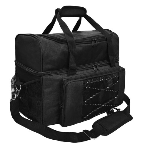 Bowling shoe bag with padded compartments, extra space for 1 single bowling pair, easy tallation, C