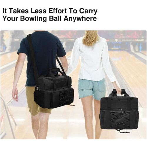 Bowling shoe bag with padded compartments, extra space for 1 single bowling pair, easy tallation, C 2