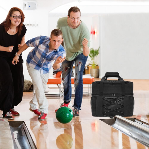 Bowling shoe bag with padded compartments, extra space for 1 single bowling pair, easy to use, C 1
