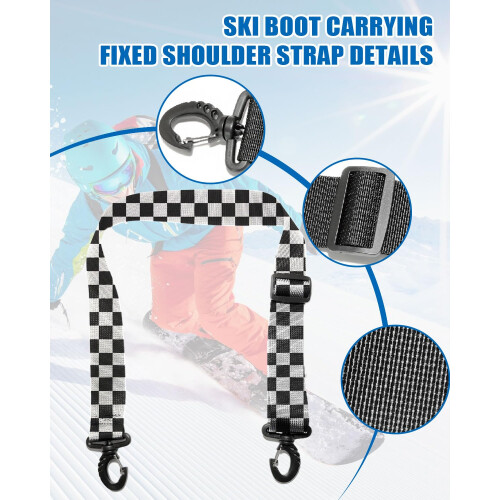 Ski Strap Carrier with 360 Degree Buckle, Adjustable Shoulder Strap for Ski Boots 1