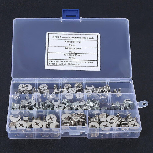 Ensemble de 75 écrous à came pour meubles, écrous excentriques et outils de fixation multifonctionnels. 1
